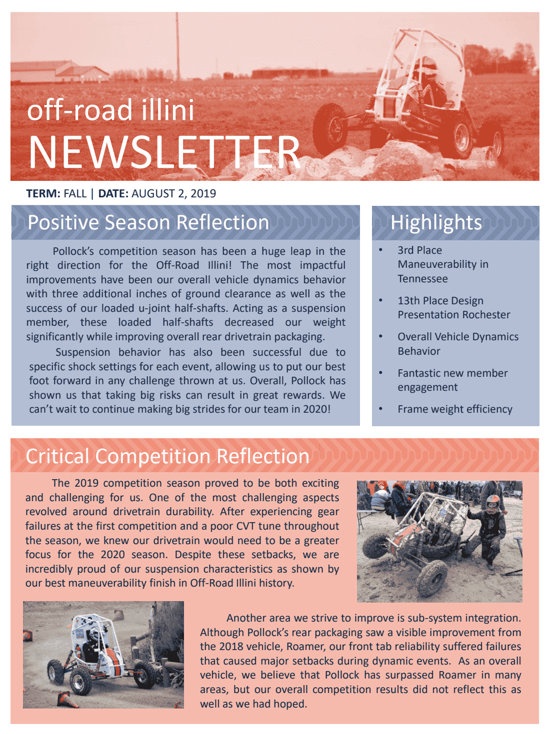 Fall 2019 Newsletter first page preview